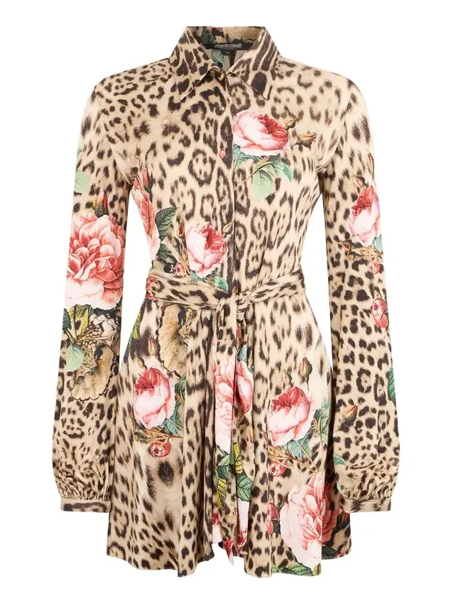 Mini Dress Jaguar Roses Print