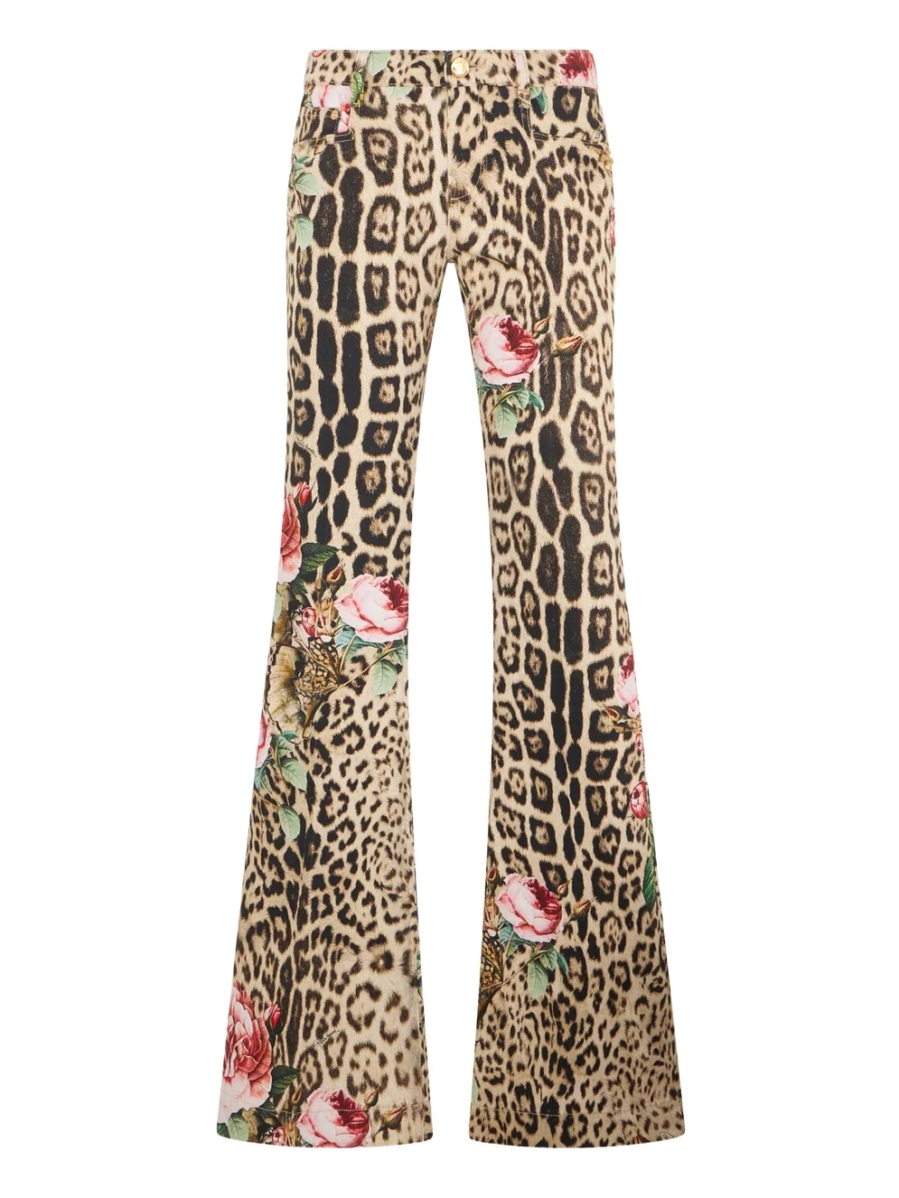 Jaguar Roses Print Flared Jeans
