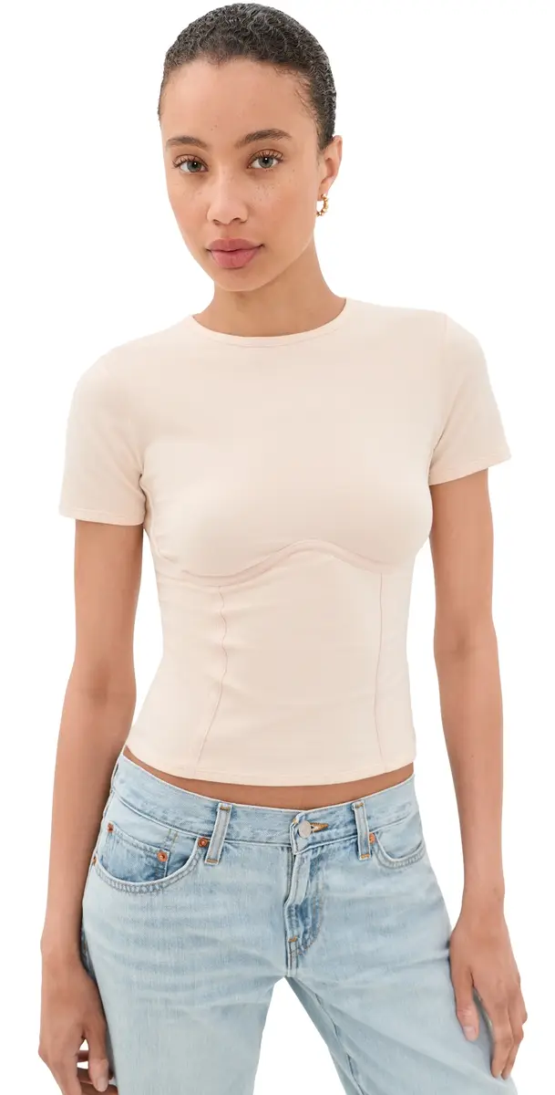 Fleur du Mal Cotton T-Shirt Tahini | Image 1 Fleur du Mal Cotton T-Shirt Tahini | Image 1