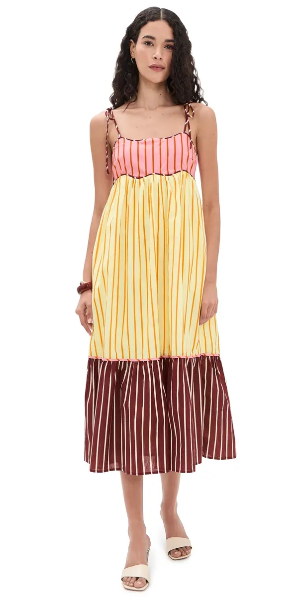 English Factory Colorblock tripe Sleeveless Midi Dress Multi | Image 1 English Factory Colorblock tripe Sleeveless Midi Dress Multi | Image 1