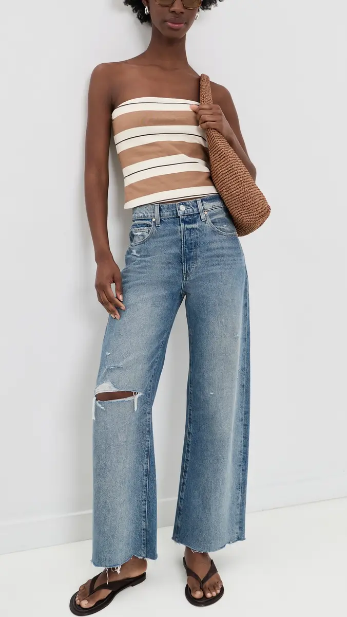 PAIGE Arellia Skimmer Covered Button Fly Wide Leg Jeans | Thumbnail 5 PAIGE Arellia Skimmer Covered Button Fly Wide Leg Jeans | Thumbnail 5