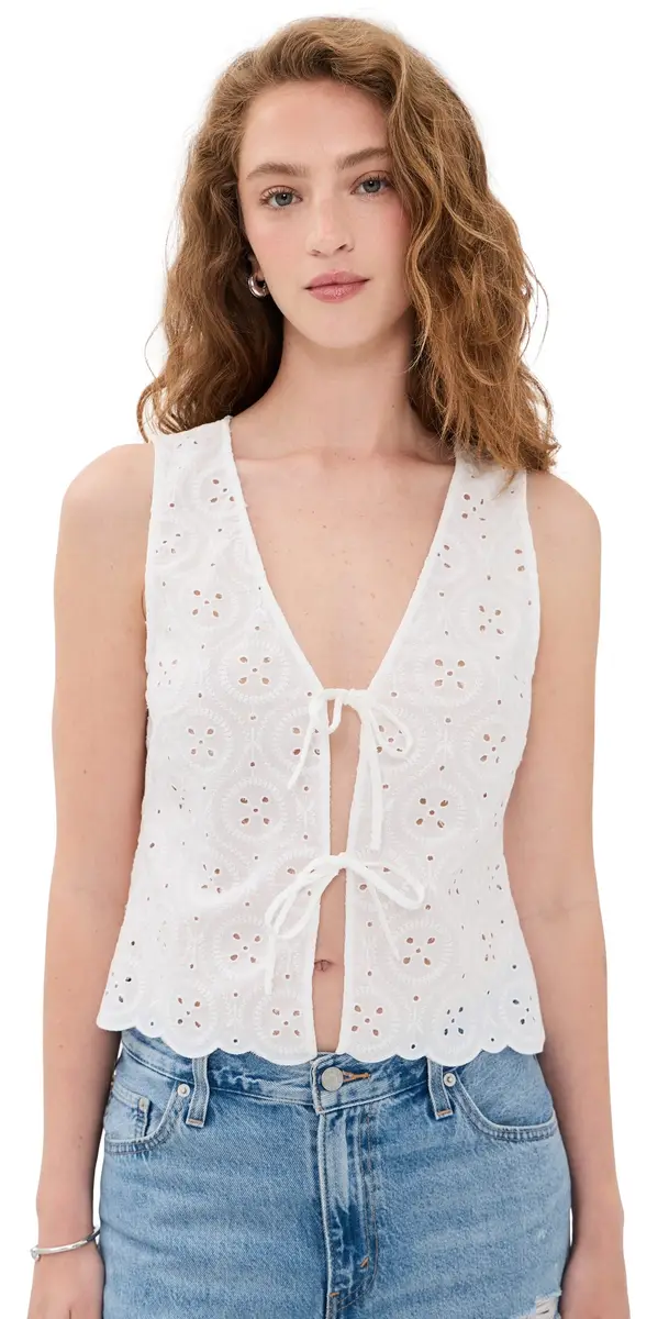 Onia Tie Front Tank Top White | Image 1 Onia Tie Front Tank Top White | Image 1