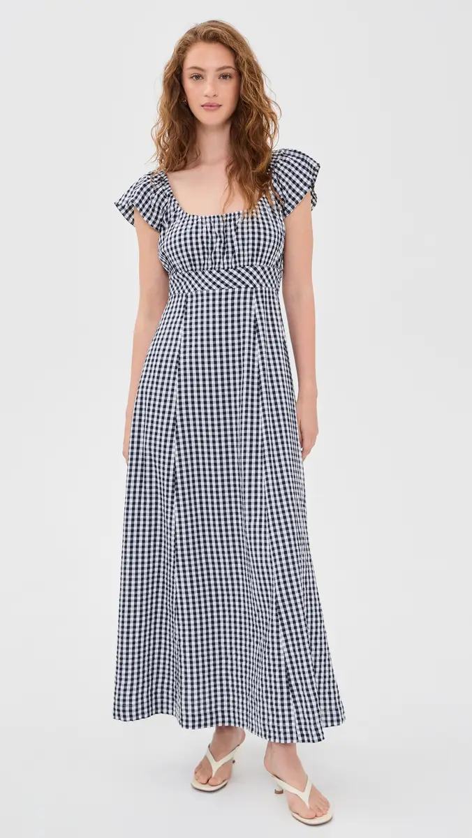Splendid Gigi Gingham Midi Dress Navy/White | Thumbnail 2 Splendid Gigi Gingham Midi Dress Navy/White | Thumbnail 2