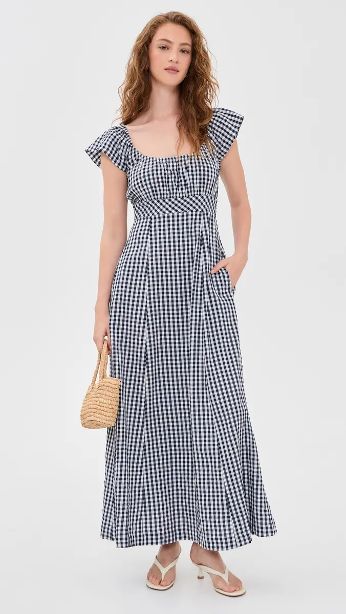 Splendid Gigi Gingham Midi Dress Navy/White | Thumbnail 5 Splendid Gigi Gingham Midi Dress Navy/White | Thumbnail 5