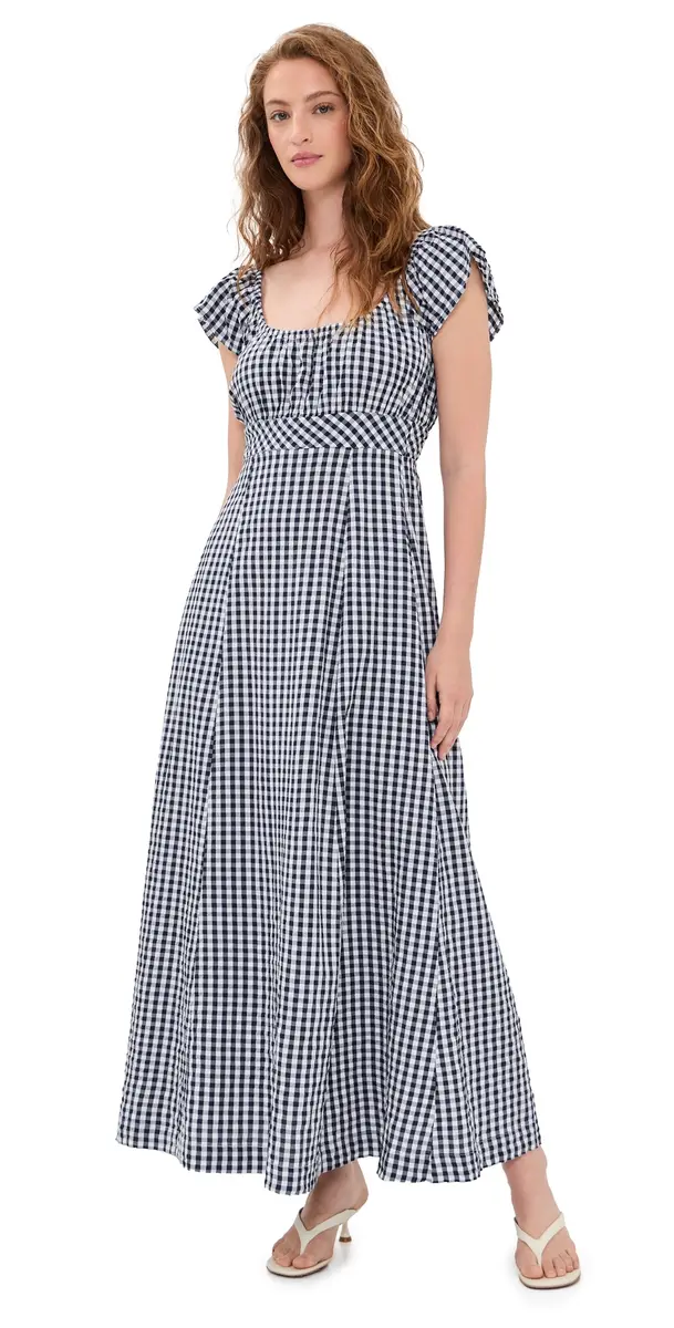 Splendid Gigi Gingham Midi Dress Navy/White | Image 1 Splendid Gigi Gingham Midi Dress Navy/White | Image 1