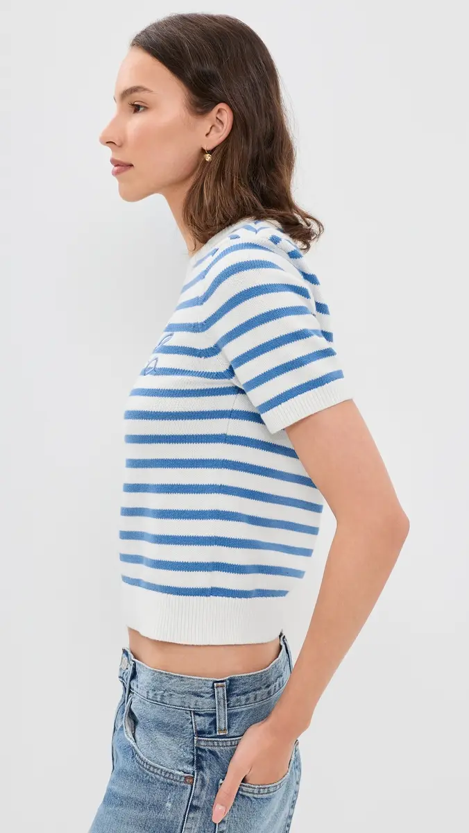 English Factory Striped Lemon Short Sleeve Sweater | Thumbnail 4 English Factory Striped Lemon Short Sleeve Sweater | Thumbnail 4