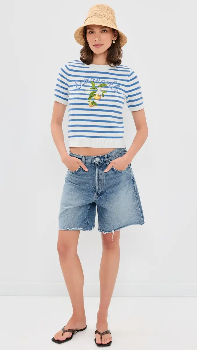 English Factory Striped Lemon Short Sleeve Sweater | Thumbnail 5 English Factory Striped Lemon Short Sleeve Sweater | Thumbnail 5