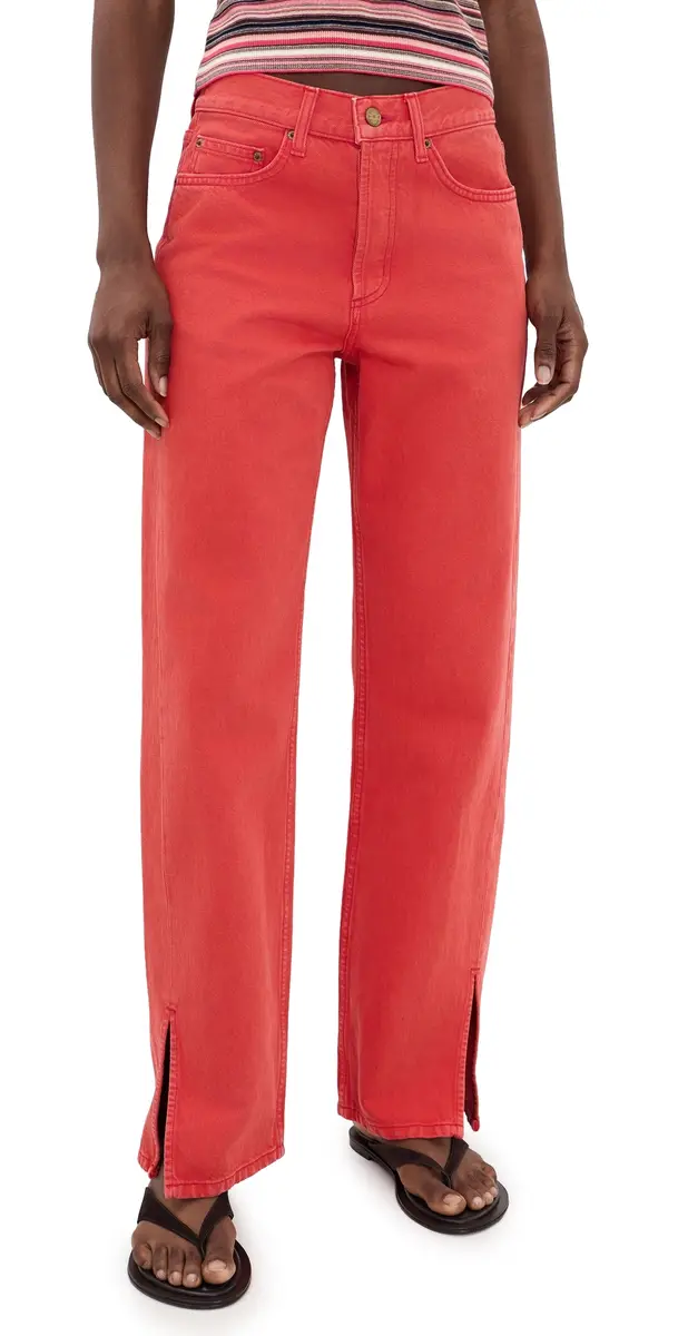 B SIDES Charlot Split Hem Jeans Faded Tomato Overdye 32 | Image 1 B SIDES Charlot Split Hem Jeans Faded Tomato Overdye 32 | Image 1