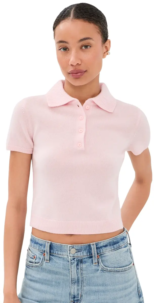 SIMKHAI Twila Cashmere Polo Bubblegum | Image 1 SIMKHAI Twila Cashmere Polo Bubblegum | Image 1
