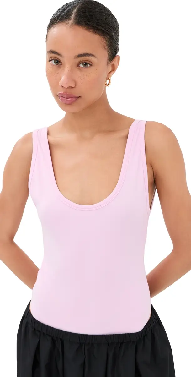 Wardrobe.NYC WARDROBE. NYC Opaque Scoop Thong Bodysuit Baby Pink | Image 1 Wardrobe.NYC WARDROBE. NYC Opaque Scoop Thong Bodysuit Baby Pink | Image 1