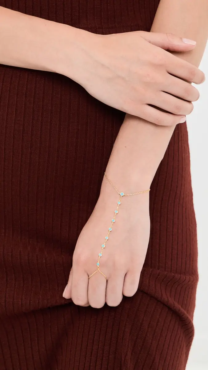 By Adina Eden Turquoise Bezel Station Hand Chain | Thumbnail 2