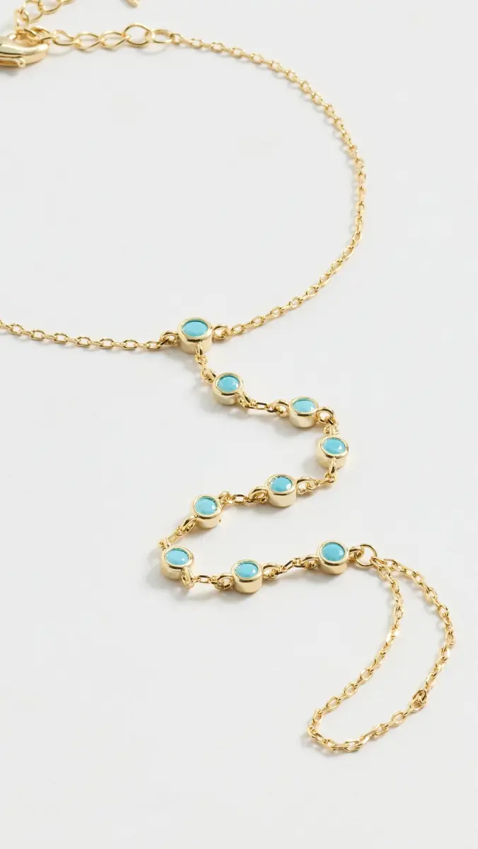 By Adina Eden Turquoise Bezel Station Hand Chain | Thumbnail 4