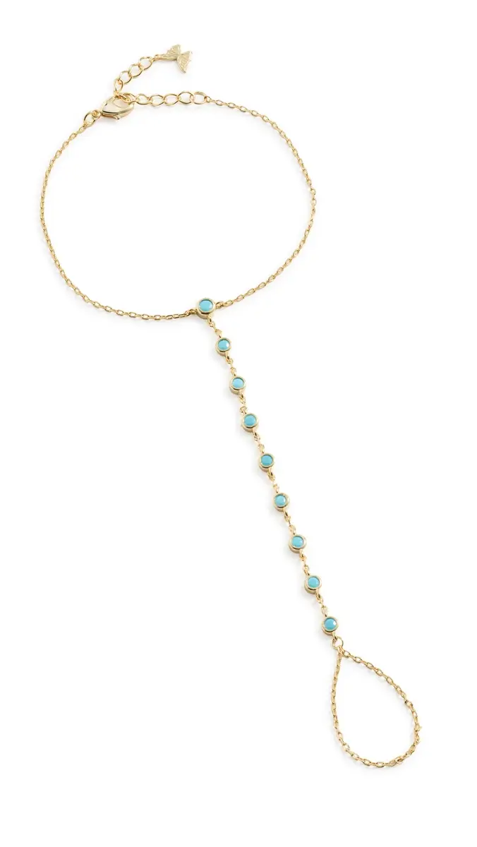 By Adina Eden Turquoise Bezel Station Hand Chain | Thumbnail 5