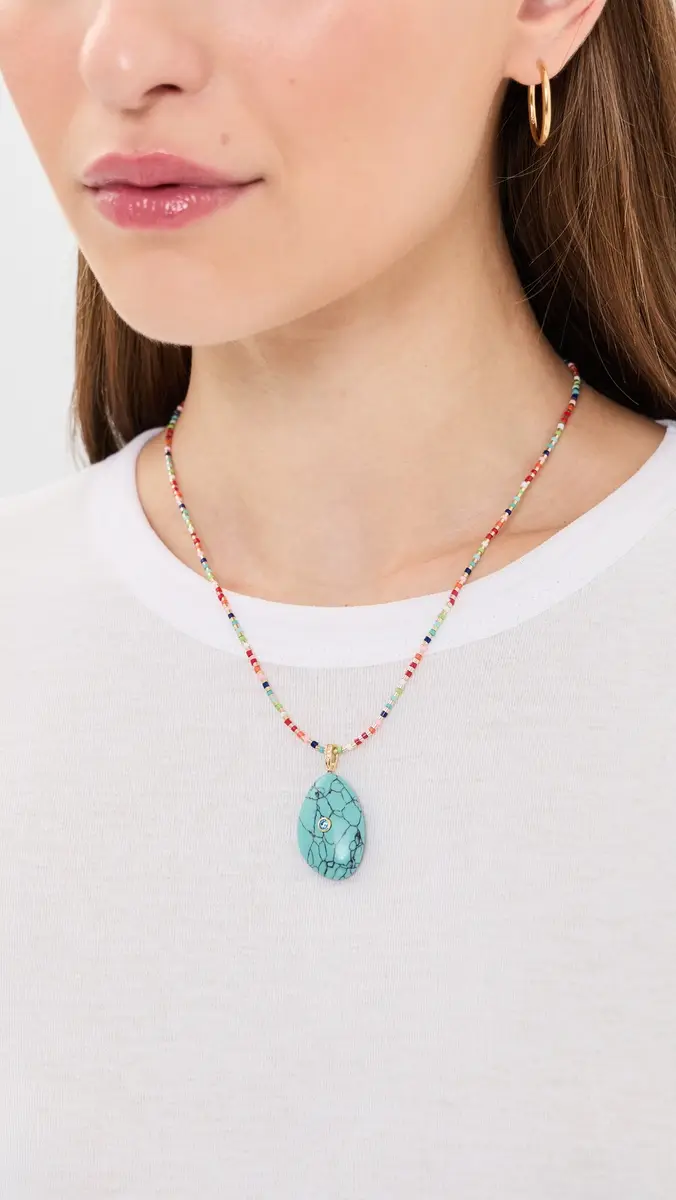 By Adina Eden Multicolor Beaded Drop Necklace | Thumbnail 3 By Adina Eden Multicolor Beaded Drop Necklace | Thumbnail 3