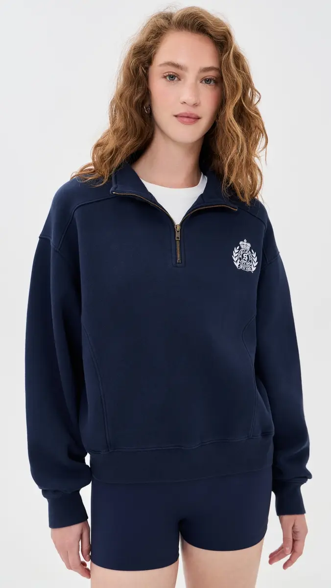 Sporty & Rich NY Crest Embroidered Quarter Zip | Thumbnail 2 Sporty & Rich NY Crest Embroidered Quarter Zip | Thumbnail 2