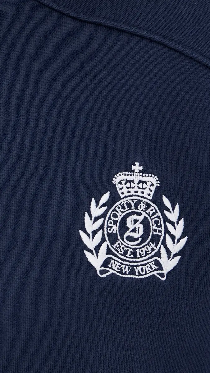 Sporty & Rich NY Crest Embroidered Quarter Zip | Thumbnail 6 Sporty & Rich NY Crest Embroidered Quarter Zip | Thumbnail 6