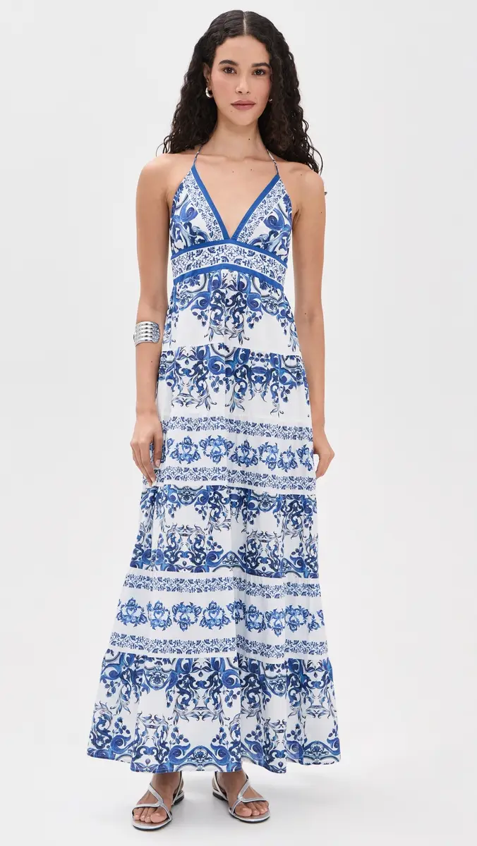 Alice + Olivia Karolina Smocked Waist Tiered Maxi Dress | Thumbnail 3 Alice + Olivia Karolina Smocked Waist Tiered Maxi Dress | Thumbnail 3