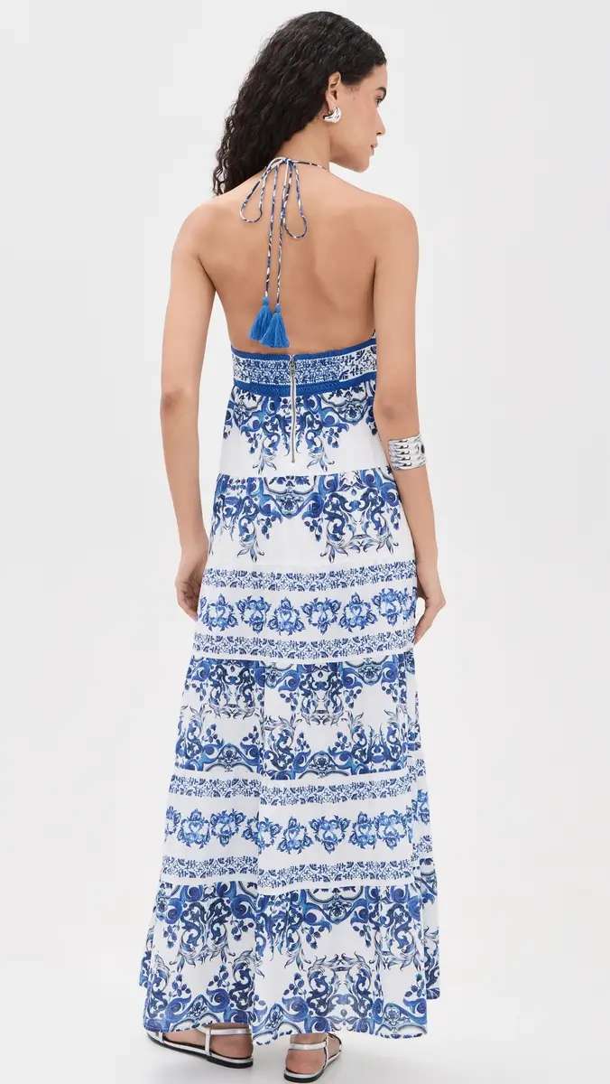 Alice + Olivia Karolina Smocked Waist Tiered Maxi Dress | Thumbnail 4 Alice + Olivia Karolina Smocked Waist Tiered Maxi Dress | Thumbnail 4