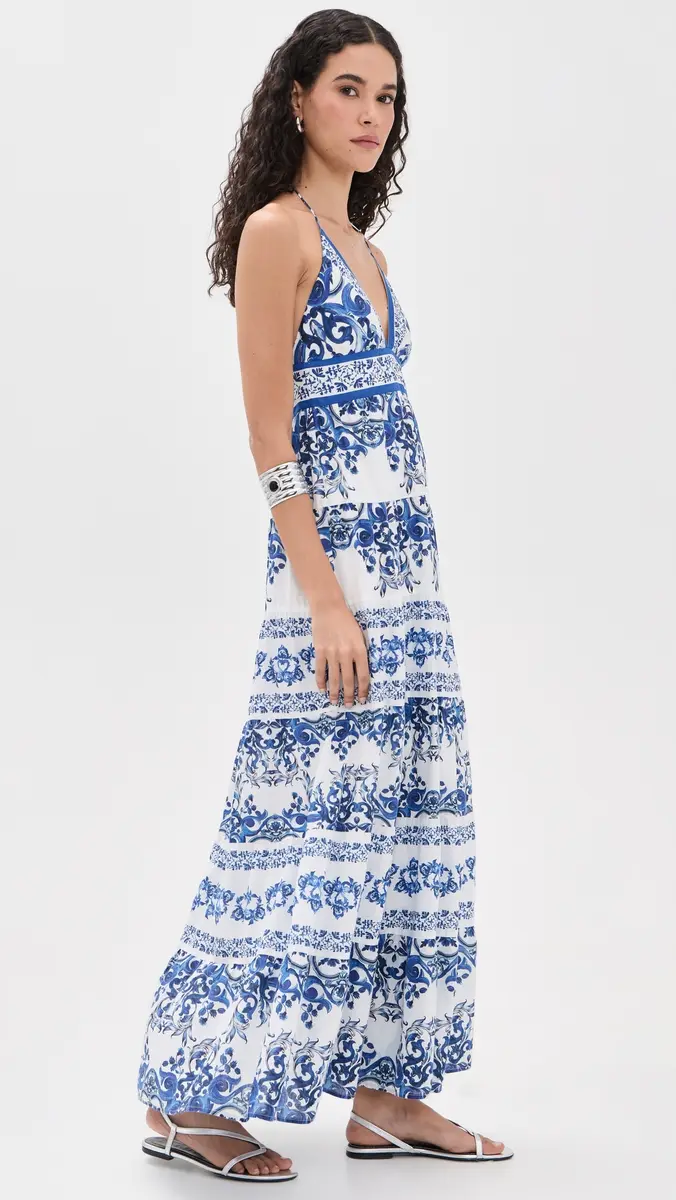 Alice + Olivia Karolina Smocked Waist Tiered Maxi Dress | Thumbnail 5 Alice + Olivia Karolina Smocked Waist Tiered Maxi Dress | Thumbnail 5