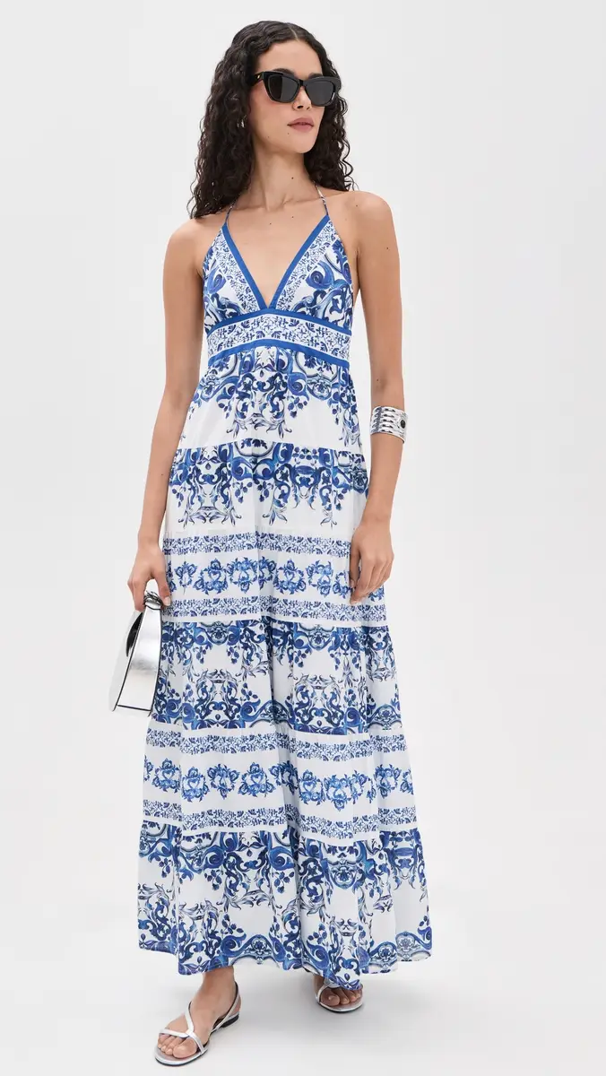 Alice + Olivia Karolina Smocked Waist Tiered Maxi Dress | Thumbnail 6 Alice + Olivia Karolina Smocked Waist Tiered Maxi Dress | Thumbnail 6