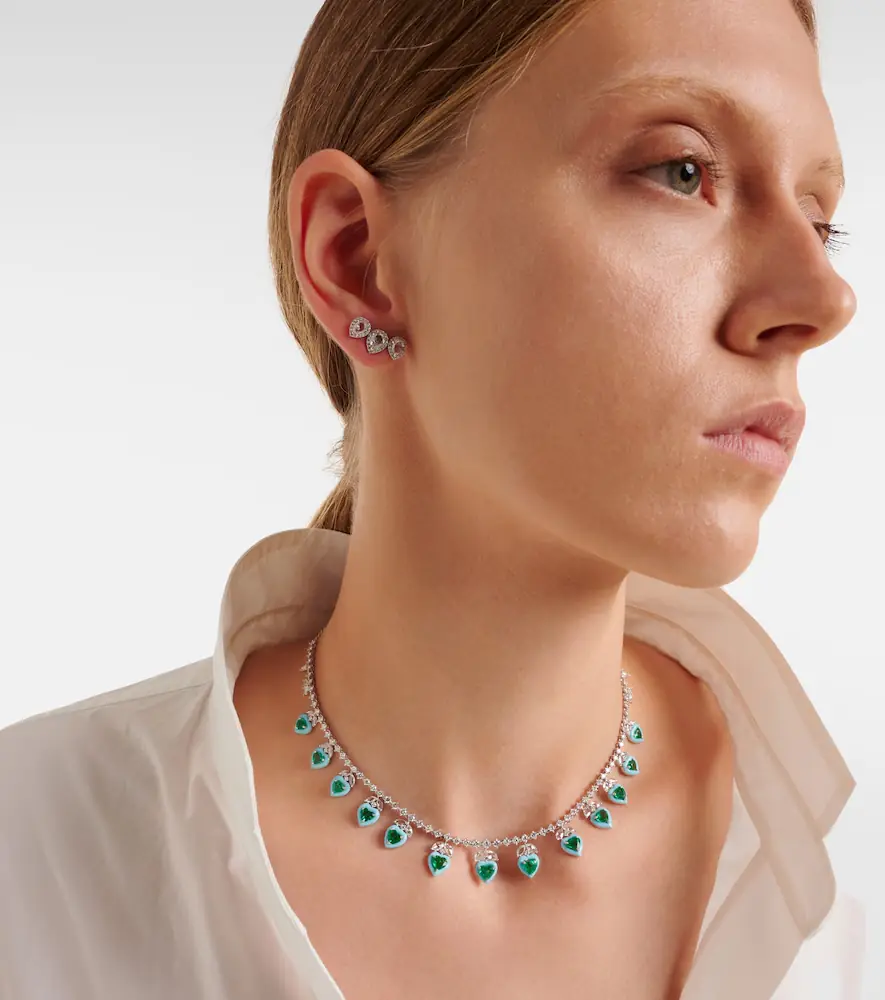 Kamyen 18kt white gold and enamel choker with emeralds and diamonds | Thumbnail 2 Kamyen 18kt white gold and enamel choker with emeralds and diamonds | Thumbnail 2