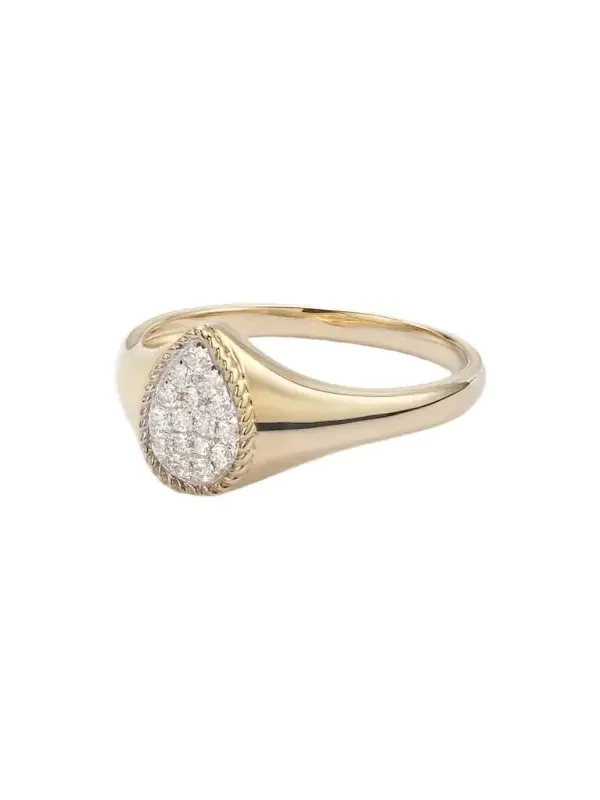 Yvonne Léon Chevalière Baby set of 2 9kt gold rings with diamonds Yvonne Léon Chevalière Baby set of 2 9kt gold rings with diamonds