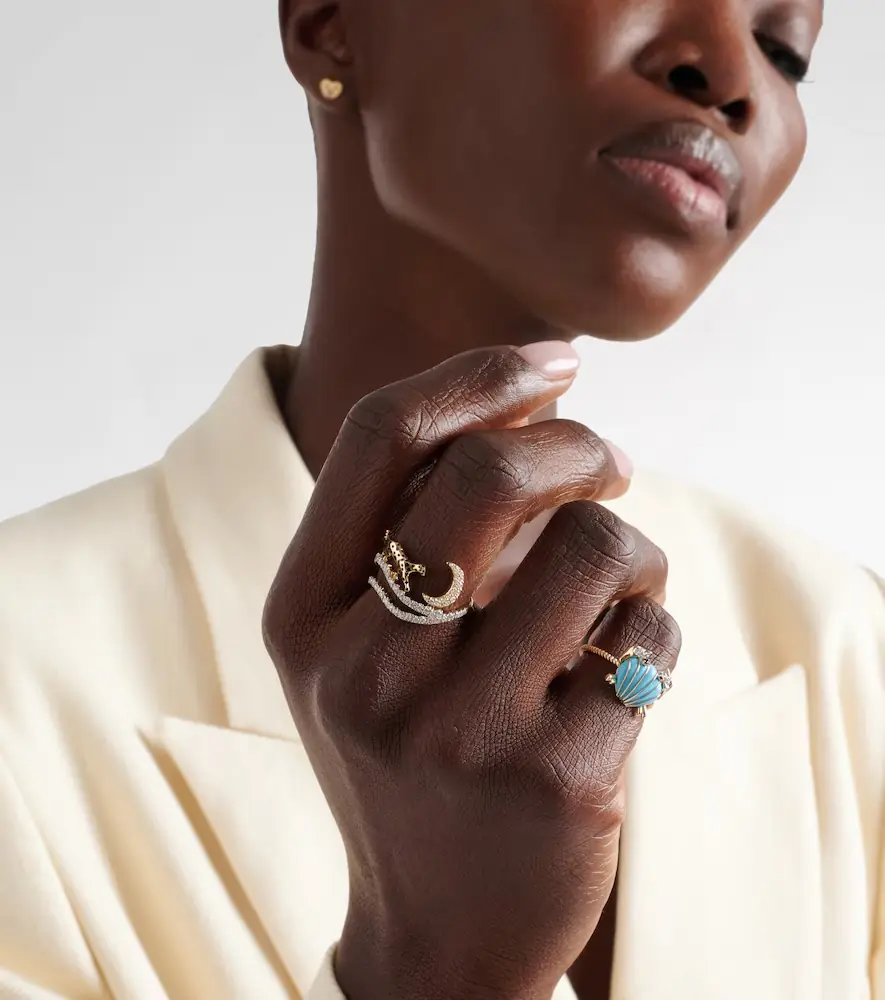 Yvonne Léon Yvonne Léon Rêves Étoilés 9kt gold and enamel ring with diamonds | Thumbnail 2