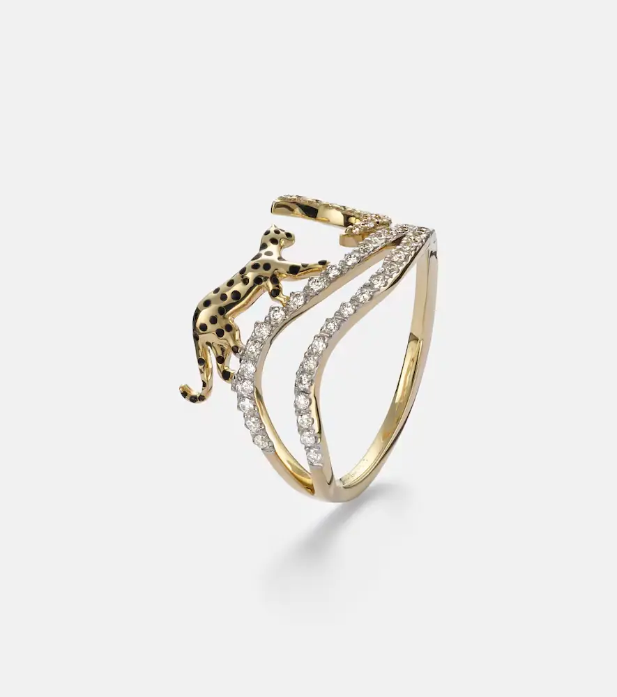 Yvonne Léon Yvonne Léon Rêves Étoilés 9kt gold and enamel ring with diamonds | Thumbnail 4