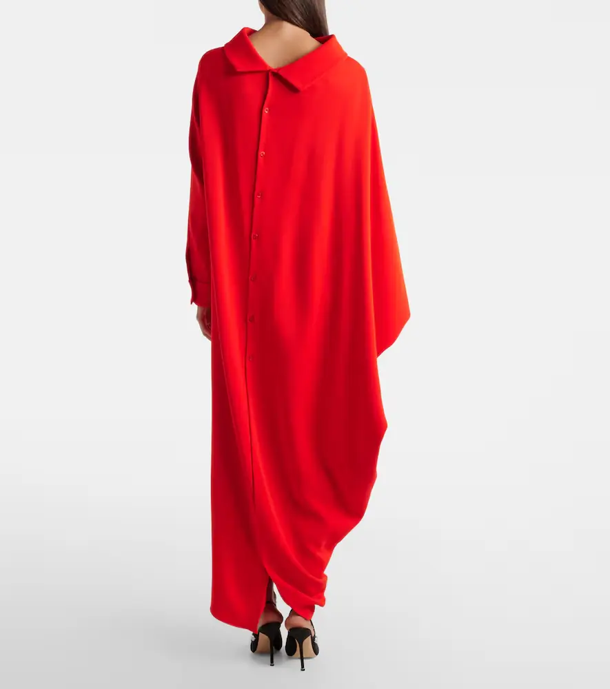 Balenciaga Caped silk and wool crêpe maxi dress | Thumbnail 2