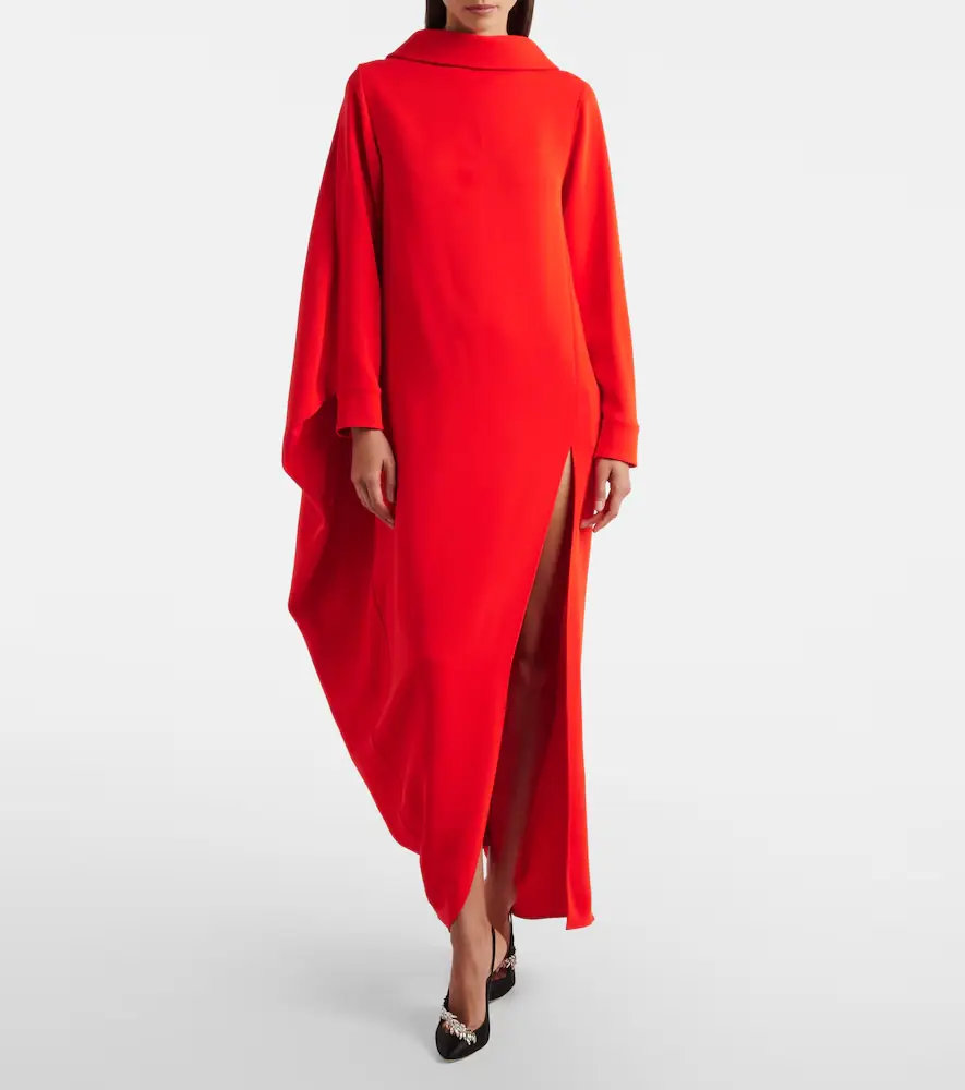 Balenciaga Caped silk and wool crêpe maxi dress | Thumbnail 4