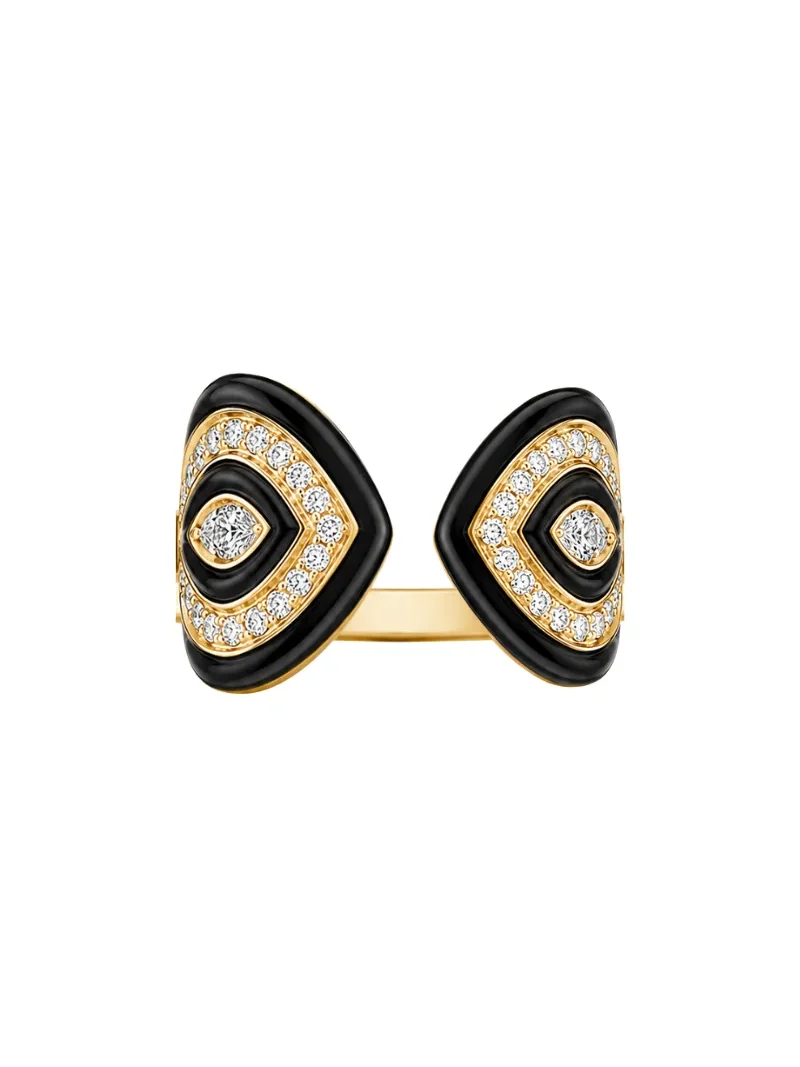 3.83ct Diamond Agate 18K Gold Cuff Ring 3.83ct Diamond Agate 18K Gold Cuff Ring