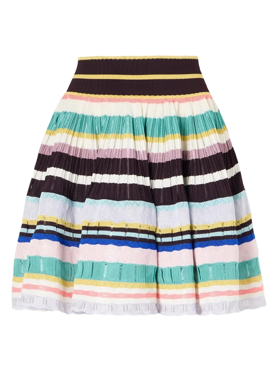 Striped Knitted Crinoline Mini Skirt Striped Knitted Crinoline Mini Skirt