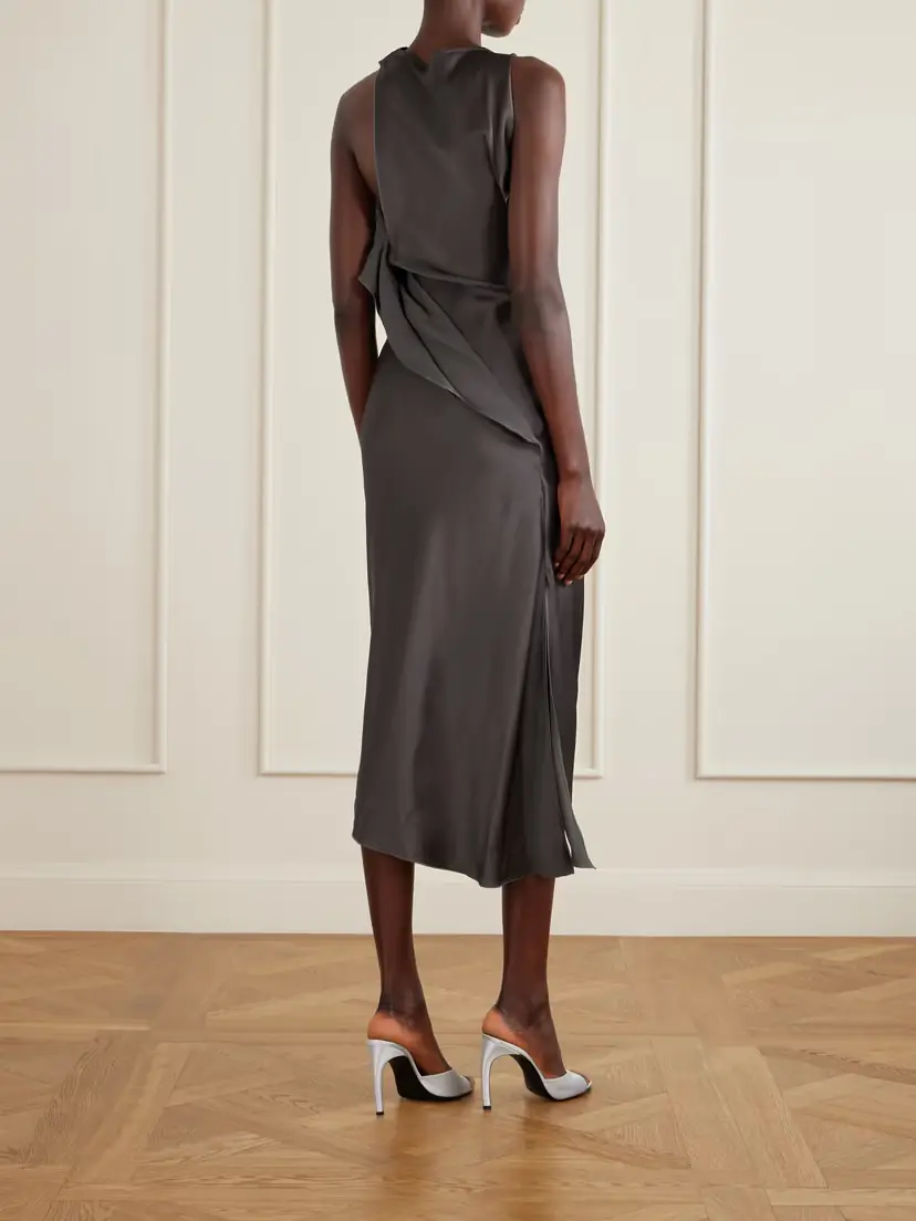 Victoria Beckham Draped Satin Midi Dress | Thumbnail 3