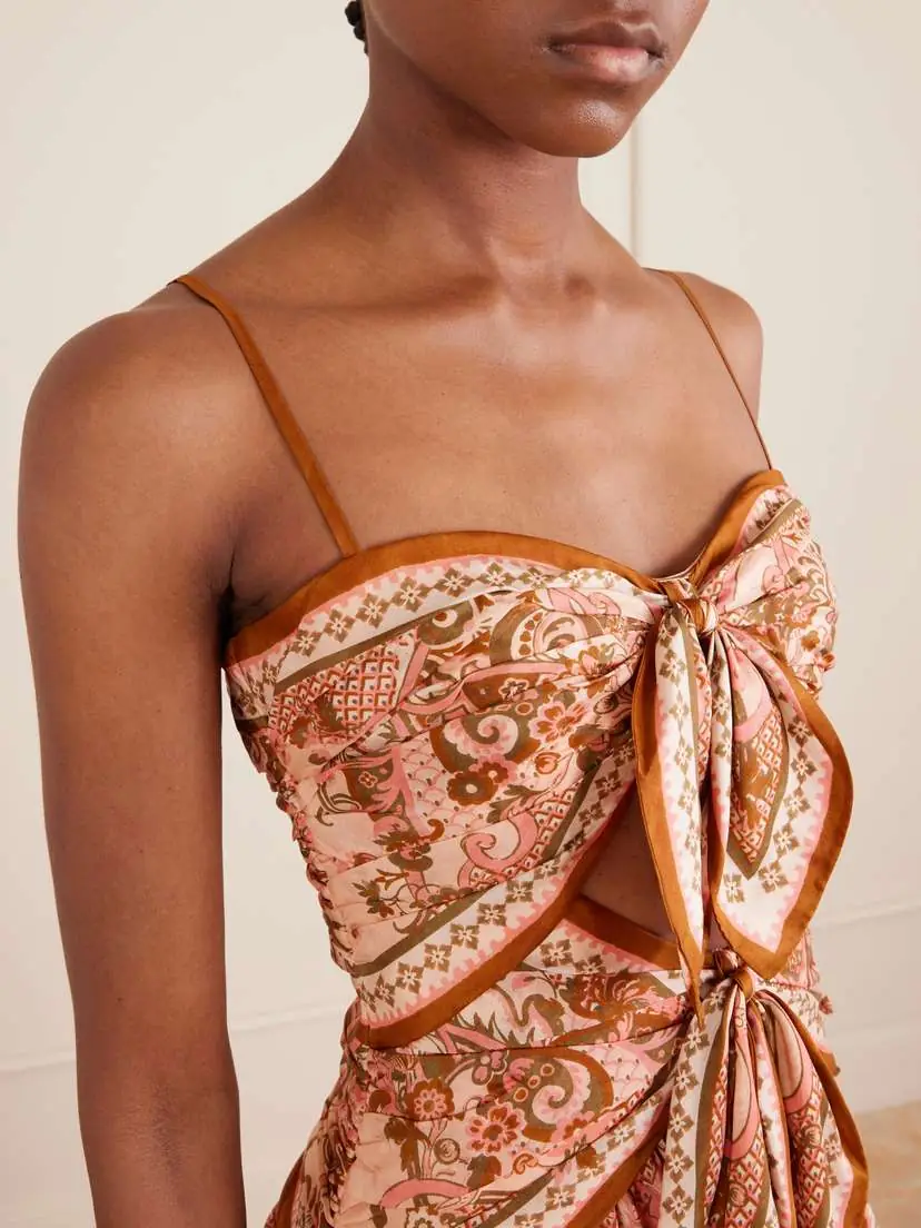 Zimmermann Aster Cutout Knotted Printed Silk Midi Dress | Thumbnail 4 Zimmermann Aster Cutout Knotted Printed Silk Midi Dress | Thumbnail 4