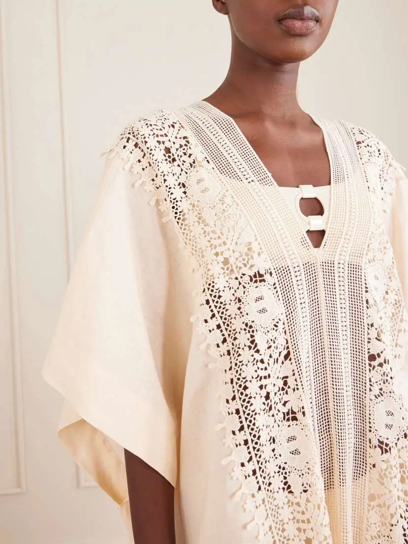 Miguelina Brea Floral-embroidered Linen Coverup | Thumbnail 4