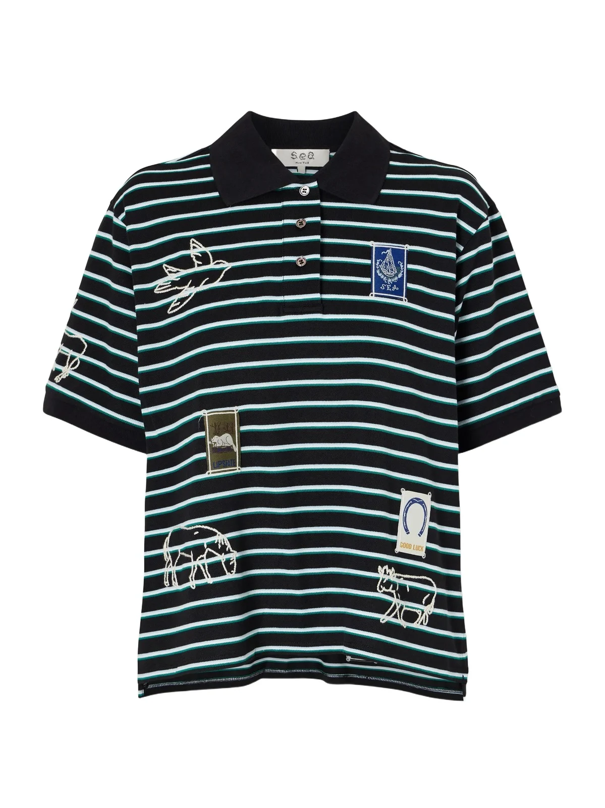 Winslow Appliquéd Embroidered Striped Cotton Polo Shirt Winslow Appliquéd Embroidered Striped Cotton Polo Shirt