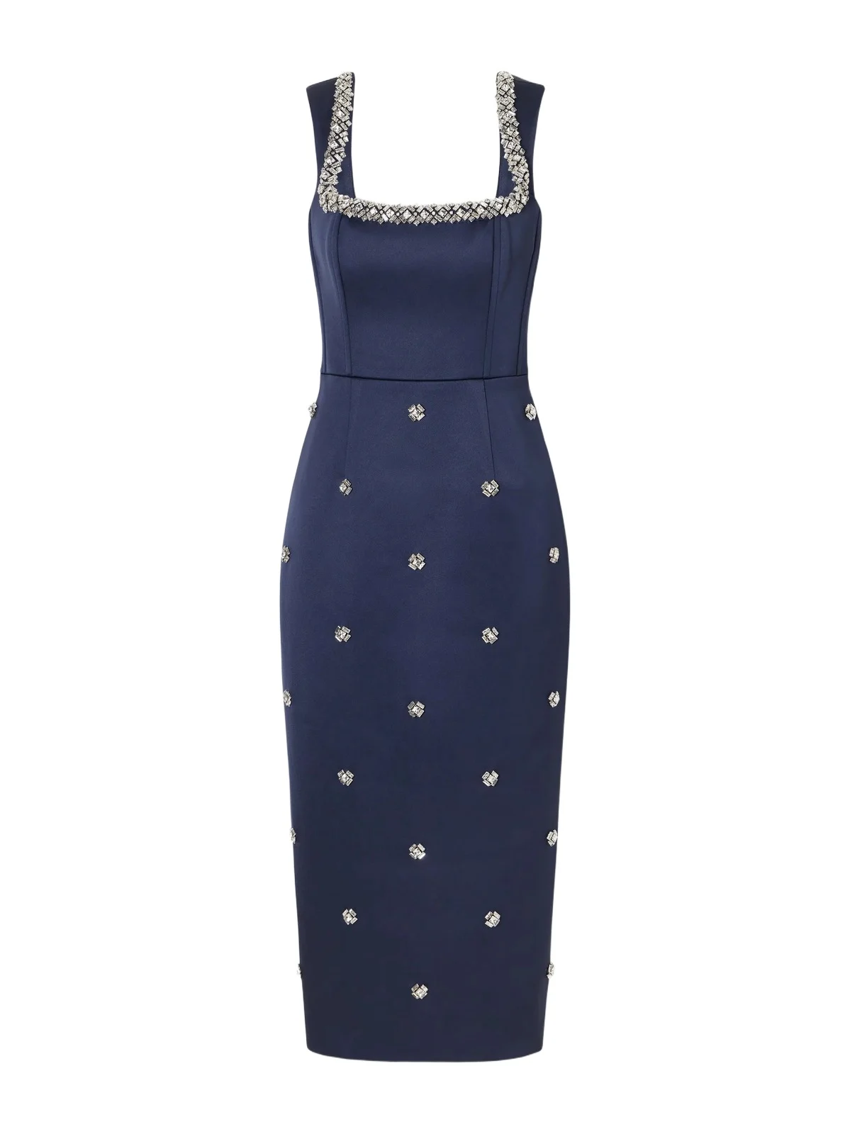 Ayla Embellished Satin Midi Dress