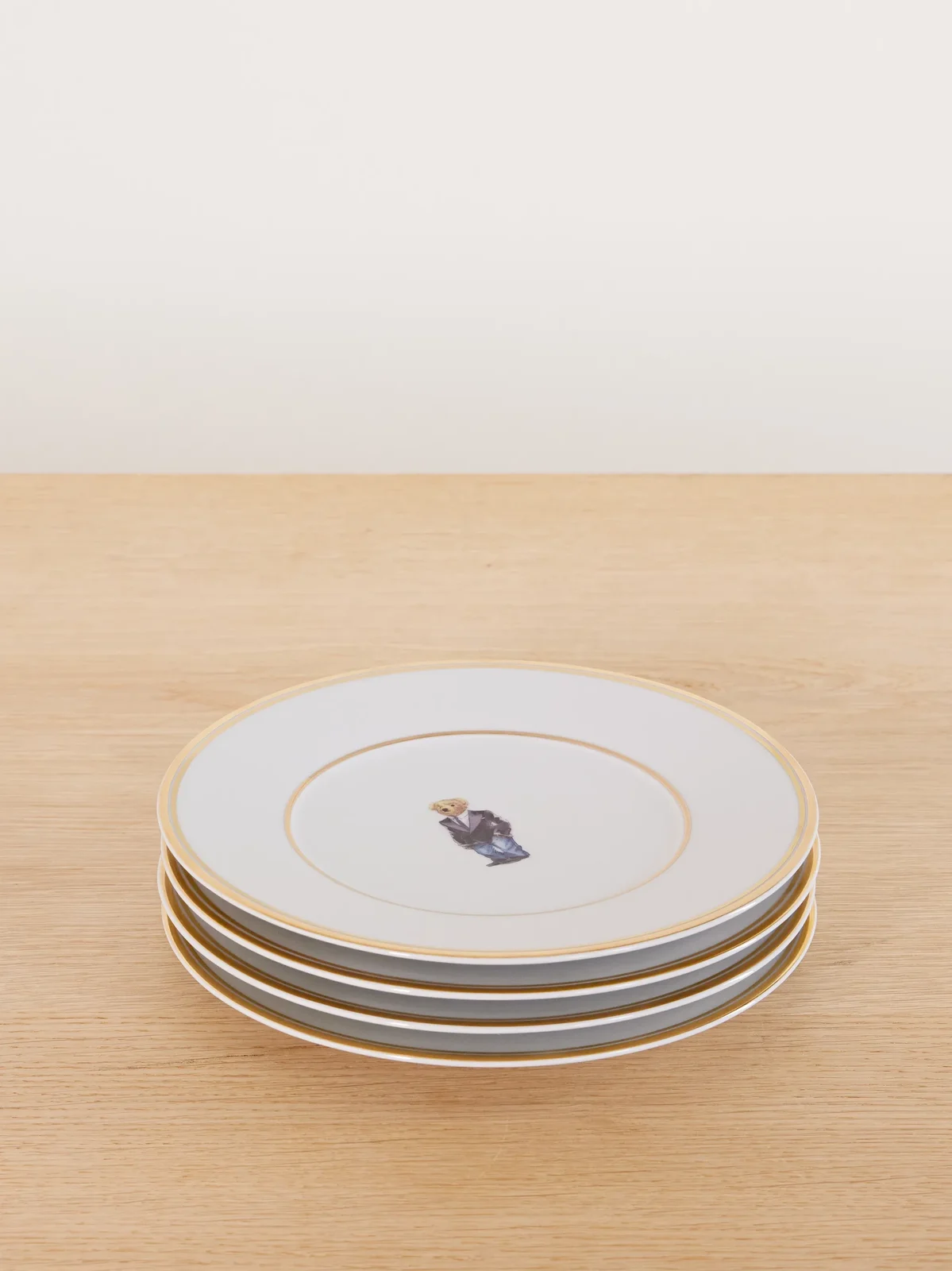 Ralph Lauren Home Wilshire Polo Bear Set Of Four Porcelain Plates