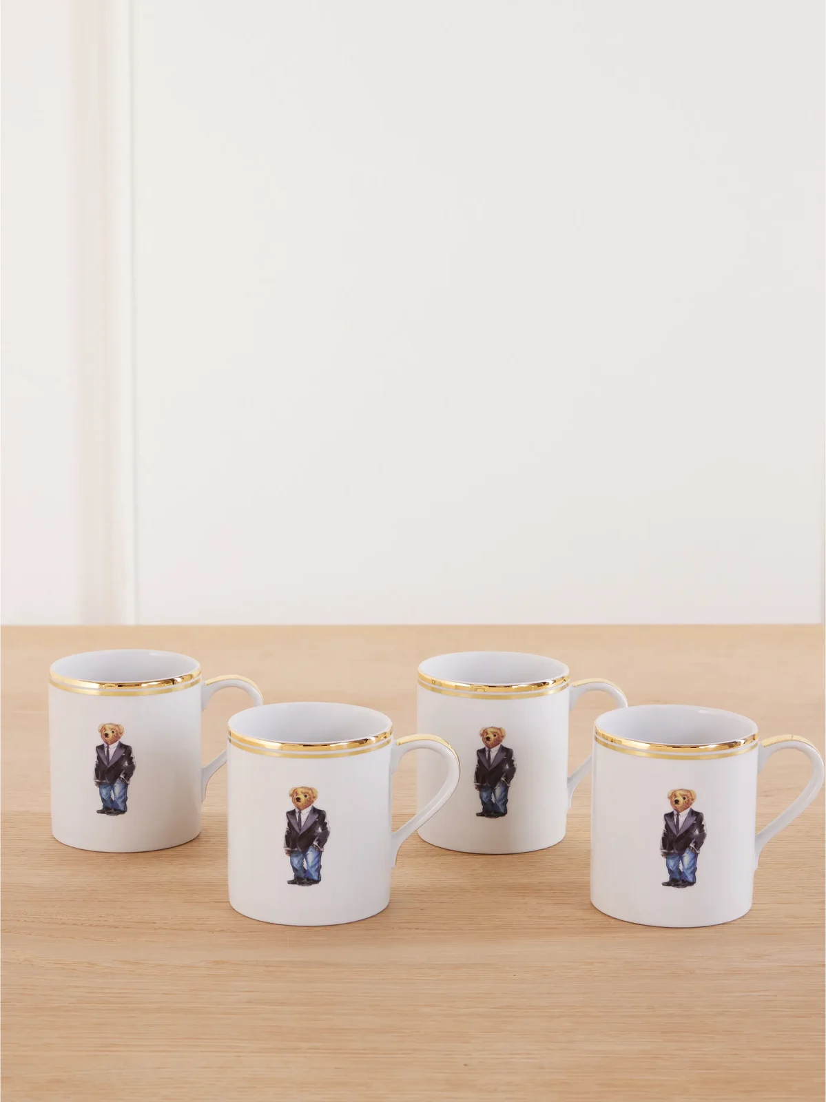 Ralph Lauren Home Wilshire Polo Bear Set Of Four Porcelain Mugs