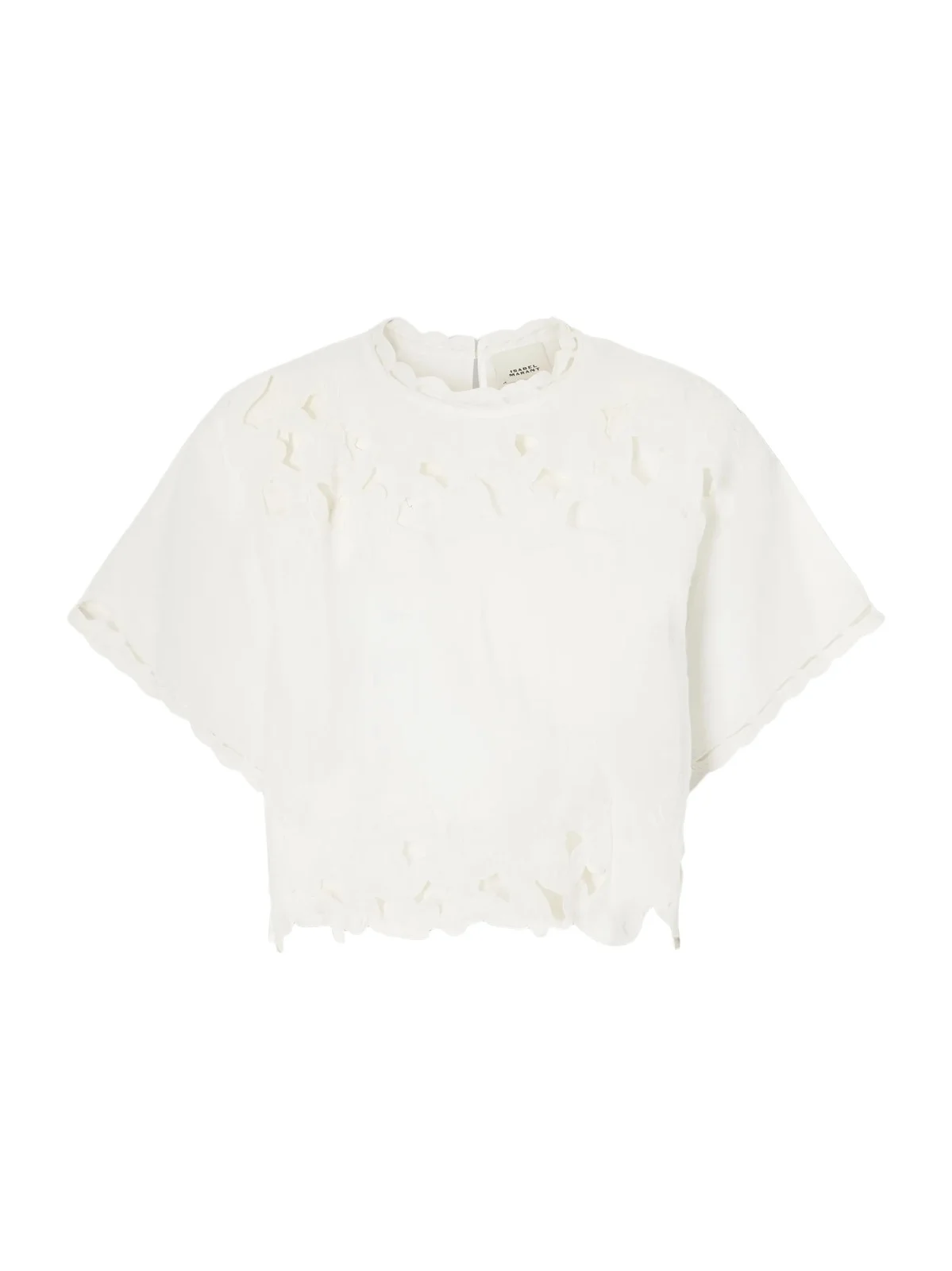 Relda Cropped Embroidered Ramie Blouse Relda Cropped Embroidered Ramie Blouse