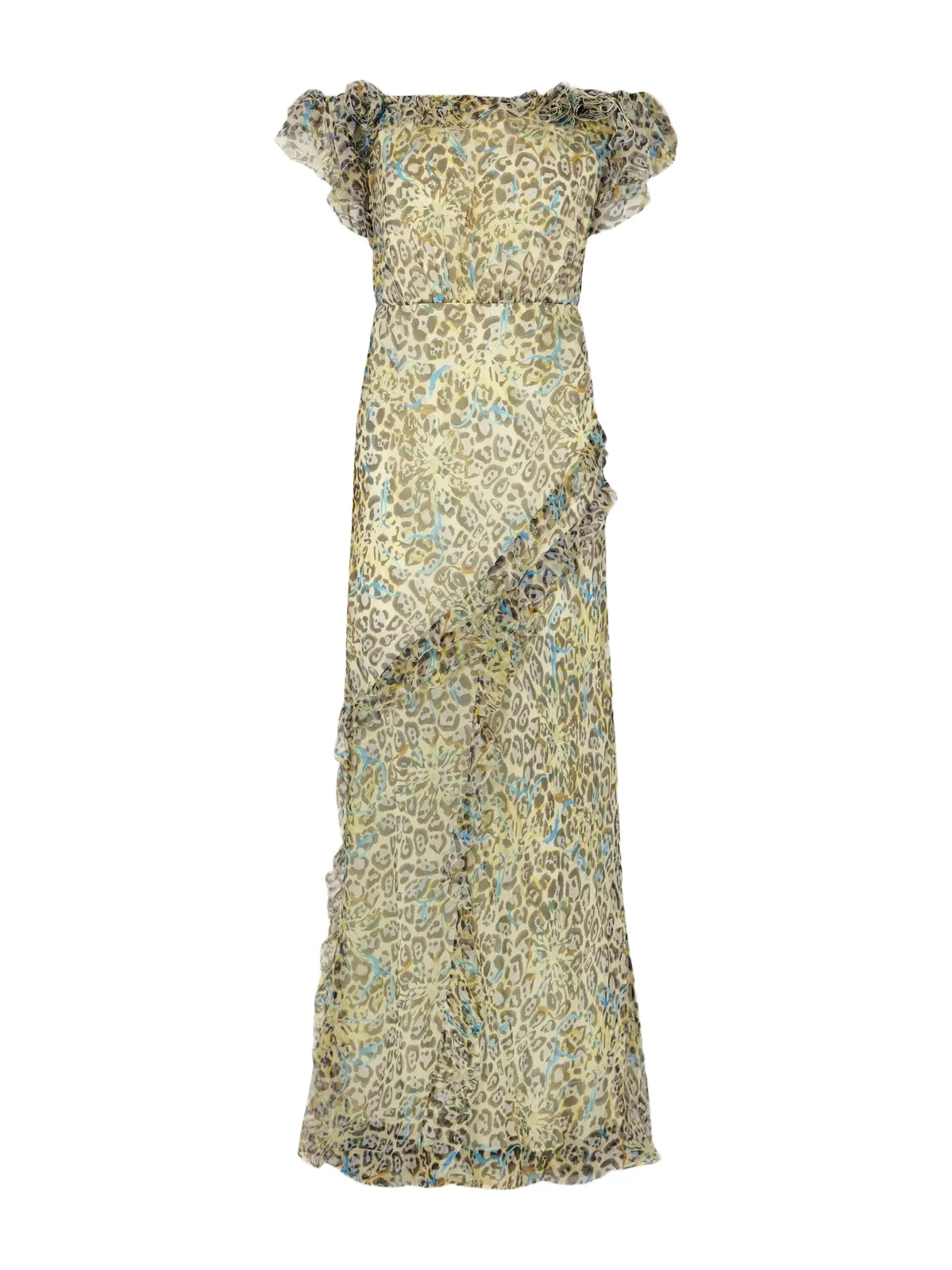 Nina Off-the-shoulder Ruffled Printed Silk Gown Nina Off-the-shoulder Ruffled Printed Silk Gown