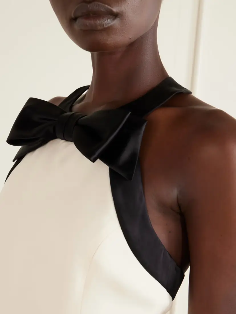 Valentino Garavani Bow-detailed Satin-trimmed Wool And Silk-blend Crepe Mini Dress | Thumbnail 4 Valentino Garavani Bow-detailed Satin-trimmed Wool And Silk-blend Crepe Mini Dress | Thumbnail 4