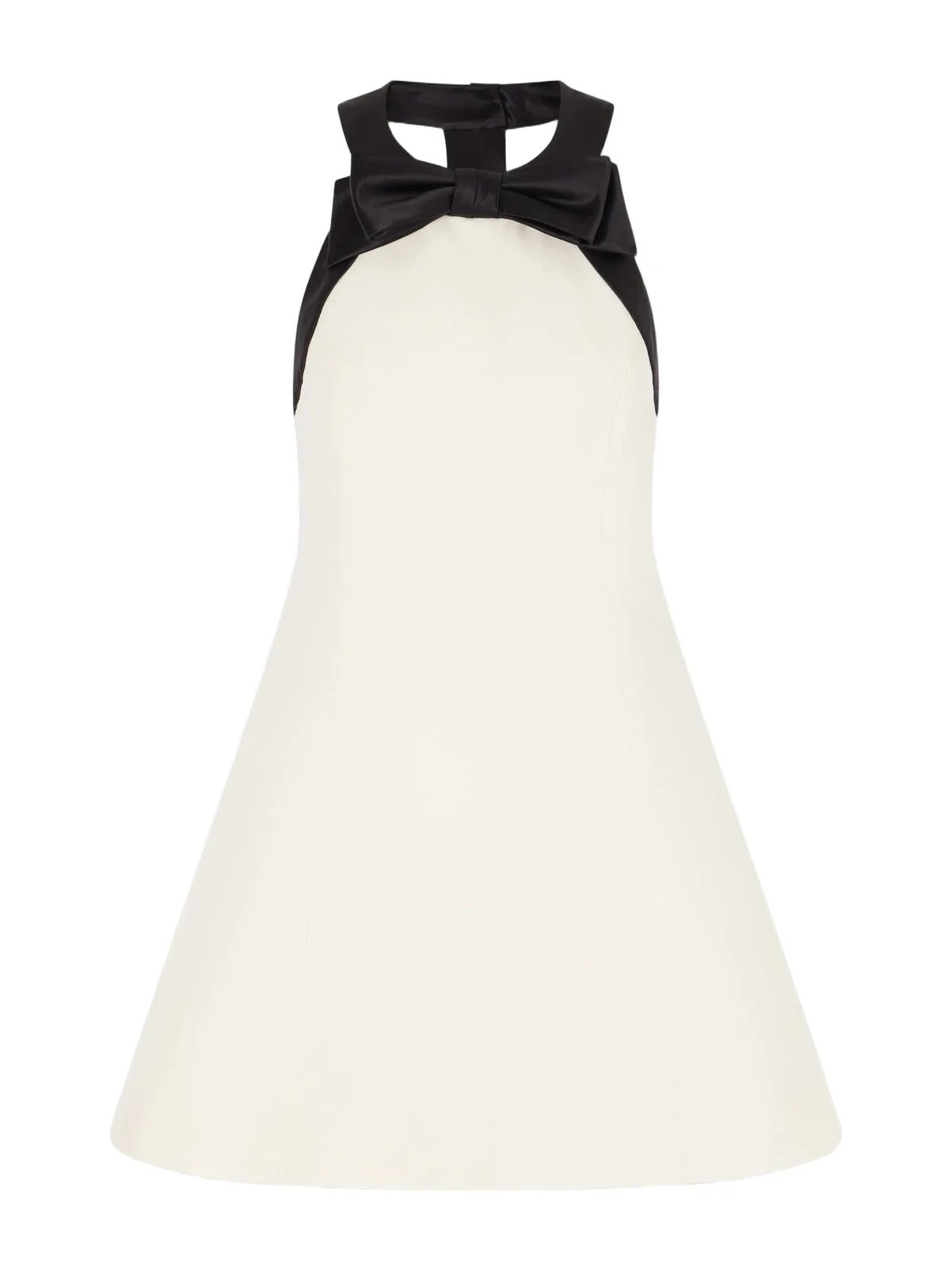 Bow-detailed Satin-trimmed Wool And Silk-blend Crepe Mini Dress Bow-detailed Satin-trimmed Wool And Silk-blend Crepe Mini Dress