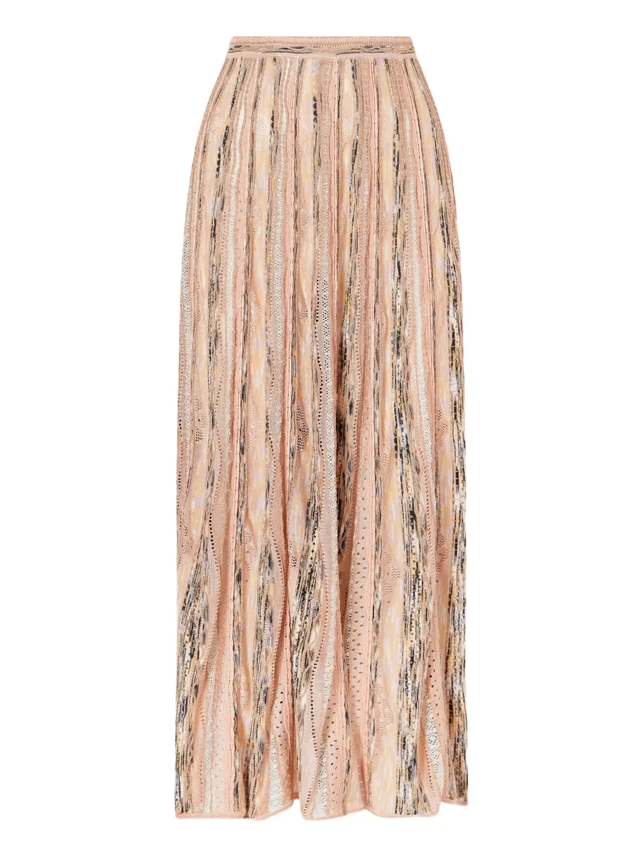 Clio Striped Pointelle-knit Midi Skirt Clio Striped Pointelle-knit Midi Skirt