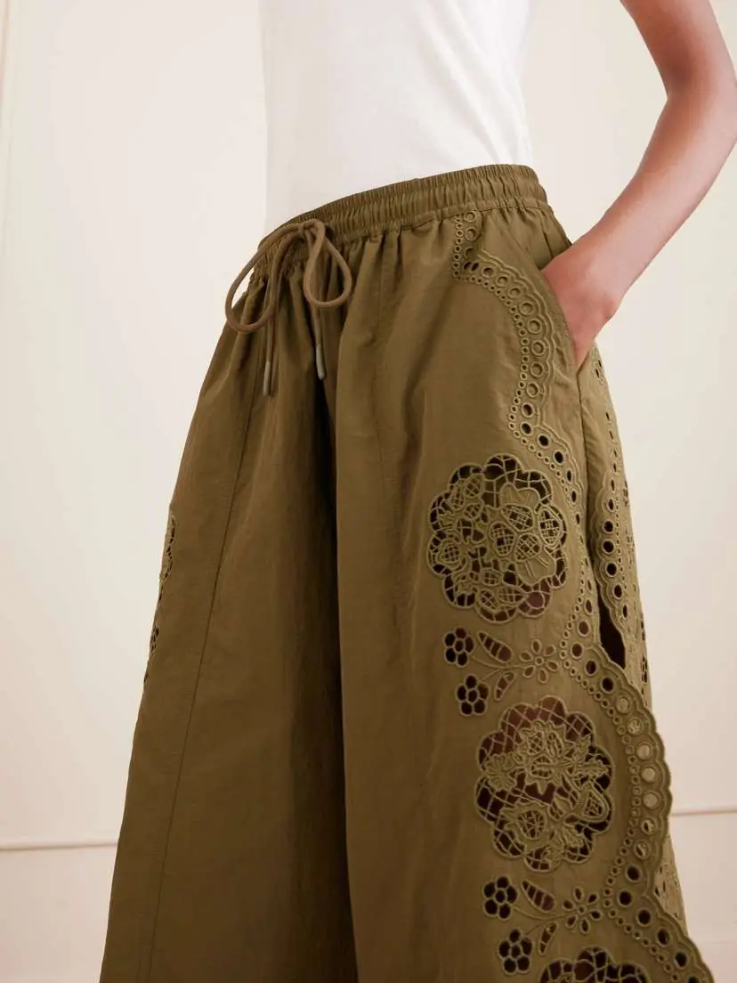 Sea Vittoria Broderie Anglaise-trimmed Shell Wide-leg Pants | Thumbnail 5 Sea Vittoria Broderie Anglaise-trimmed Shell Wide-leg Pants | Thumbnail 5