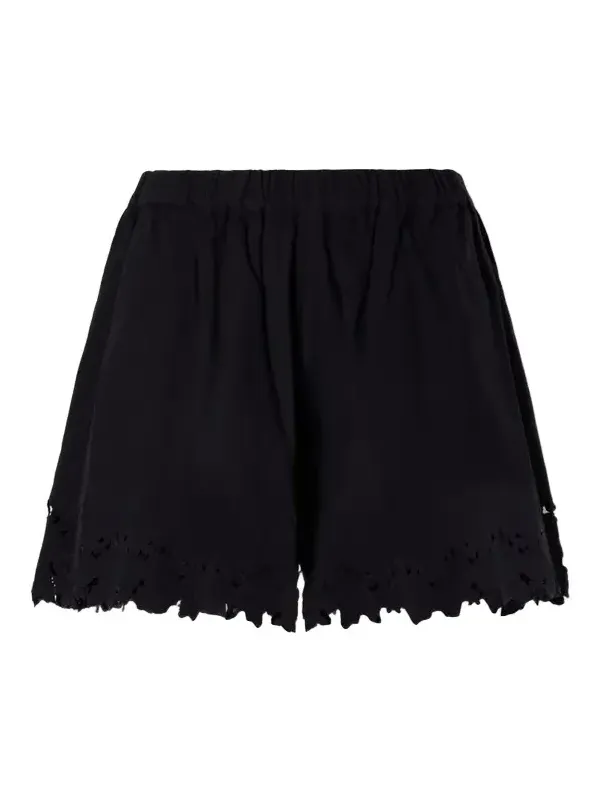 Eleannora Embroidered Cotton And Linen-blend Shorts - Black Eleannora Embroidered Cotton And Linen-blend Shorts - Black
