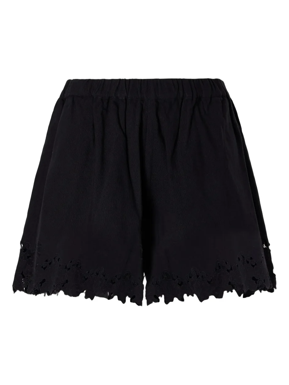 Sea Eleannora Embroidered Cotton And Linen-blend Shorts - Black