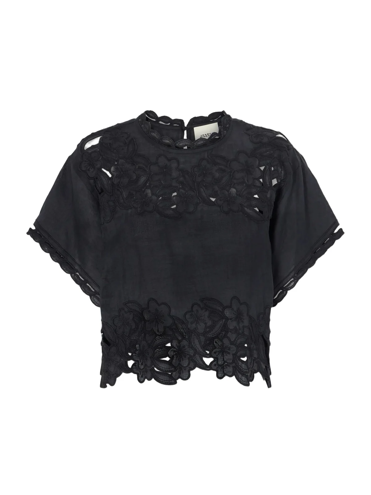 Relda Cropped Embroidered Ramie Blouse Relda Cropped Embroidered Ramie Blouse