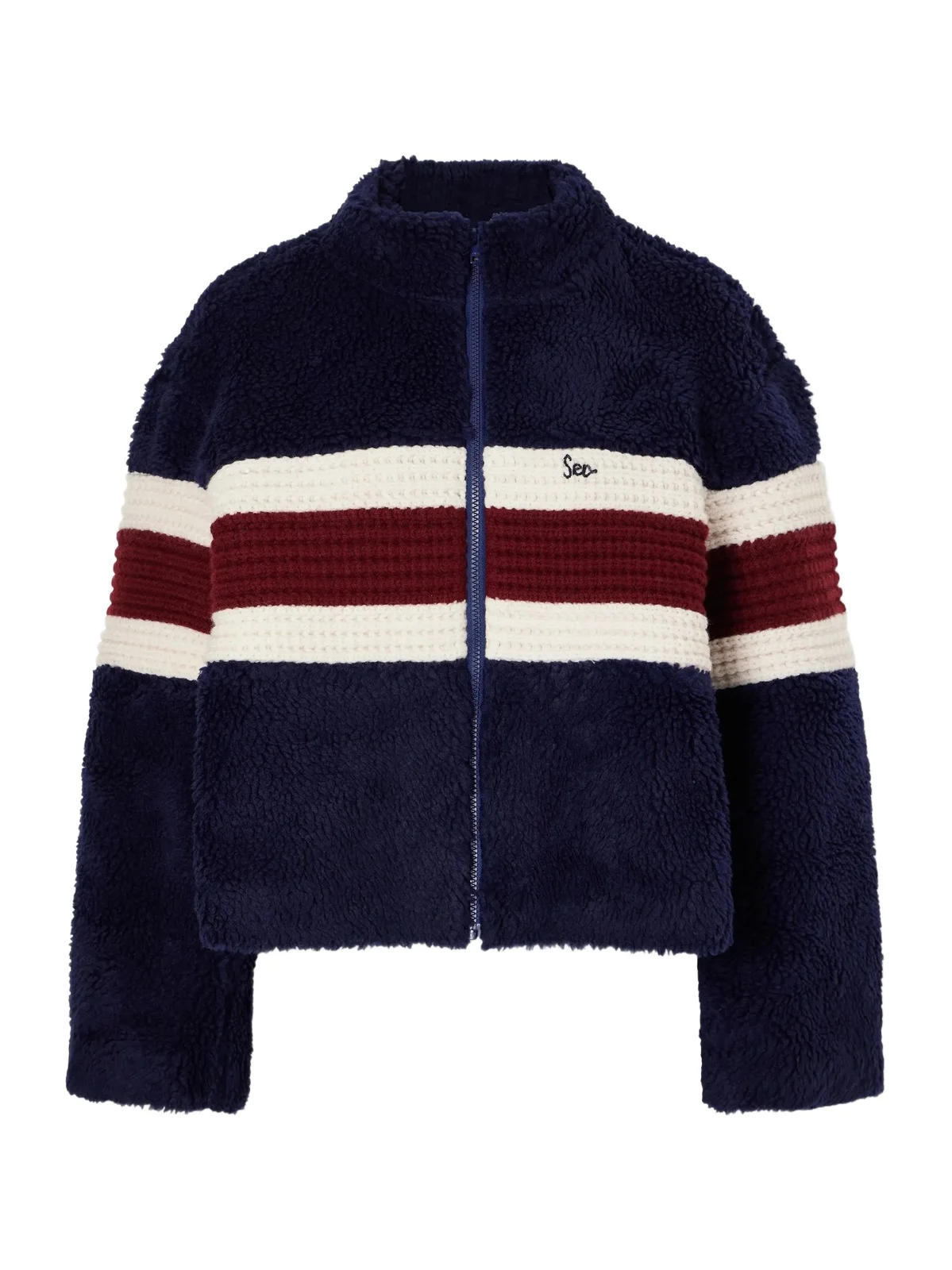 Georgie Striped Wool-trimmed Fleece Jacket