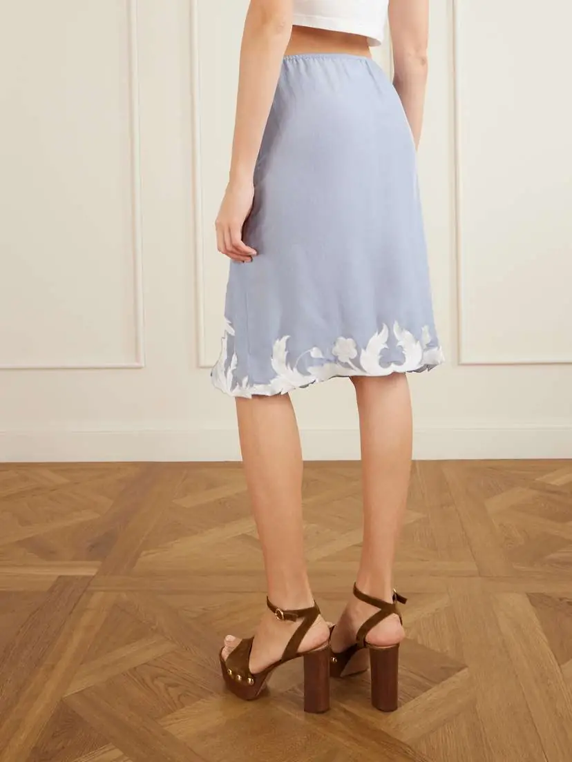 ANNA SUI Embroidered Silk-satin Midi Skirt | Thumbnail 3 ANNA SUI Embroidered Silk-satin Midi Skirt | Thumbnail 3
